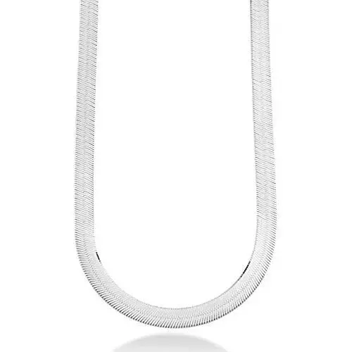 Miabella Solid 925 Sterling Silver Italian 10mm Flat Herringbone Chain Necklace for Women Men 17, 18, 20, 22 Inch Made in Italy Miabella Solid 925 Sterling Silver Italian 10mm Flat Herringbone Chain Necklace for Women Men 17, 18, 20, 22 Inch Made in Italy