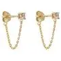 S.Leaf Cubic Zirconia Stud Earrings with Chain Sterling Silver Dangle Earrings for Women S.Leaf Cubic Zirconia Stud Earrings with Chain Sterling Silver Dangle Earrings for Women