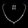 Yean Bride Silver Bridal Necklace Earrings Set Crystal Wedding Jewelry Set Rhinestone Choker Necklace for Women and Girls (Set of 3)