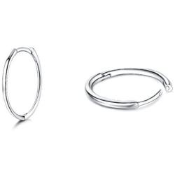 Small Silver Hoop Earrings - 3 Pairs Cartilage Earring Hoop Set| Hypoallergenic 925 Sterling Silver Hoop Earrings for Women Men Girls Boys Tragus Lips Nose Rings 8/10/12mm