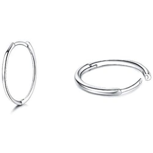 Small Silver Hoop Earrings - 3 Pairs Cartilage Earring Hoop Set| Hypoallergenic 925 Sterling Silver Hoop Earrings for Women Men Girls Boys Tragus Lips Nose Rings 8/10/12mm
