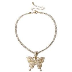 Yixin Butterfly Choker Necklace for Women Girls Crystal Rhinestone Ball Tennis Chain Jewelry Pendant Collar Necklace at Party Wedding