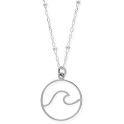 Boma Jewelry Sterling Silver Wave Water Element Circle Round Pendant Necklace, 18 Inches