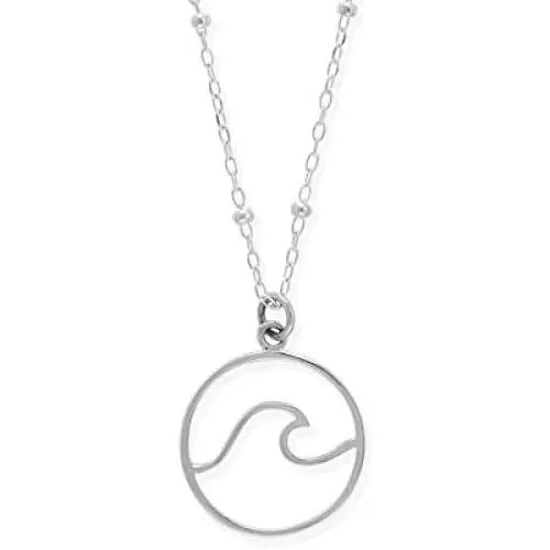 Boma Jewelry Sterling Silver Wave Water Element Circle Round Pendant Necklace, 18 Inches Boma Jewelry Sterling Silver Wave Water Element Circle Round Pendant Necklace, 18 Inches