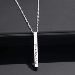 Ankiyabe Inspirational Long Vertical Bar Necklace for Her Nevertheless She Persisted Motivational Mantra Quote Engraved Cube Bar Pendant Gift for Women Girls