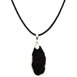 Wydmire 100% Natural Black Tektite Stone Necklace Amulet Pendant Obsidian Healing Faith Gift Stone for Boyfriend Girlfriend