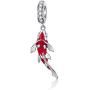 ToHa 925 Sterling Silver Carp Bead Charms,Good Luck Charms Cubic Zirconia Fish Animal Charm Koi Beaded Pendant for European Bracelet & Necklace,DIY Jewelry for Women
