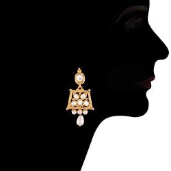 I Jewels 18k Gold Plated Indian Wedding Bollywood Designer Stylish Stone Choker Necklace Set Jewelry for Women (K7059W)