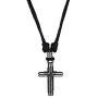 BlueRica Metal Wrapped Cross Pendant on Adjustable Cord Necklace