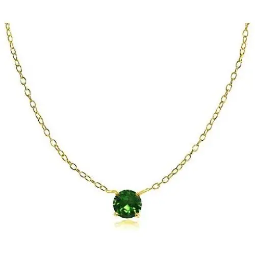 Gold Flash Sterling Silver Small Solitaire Genuine, Created or Simulated Gemstone Birthstone Choker Necklace