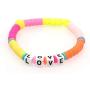 4 Pcs Bohemian Sufer Letter Evil Eye Heishi Bead Stretch Bracelets Colorful Vinyl Disc Beaded Bangle Lovely Starkable Alphabet Beach Love Jewelry