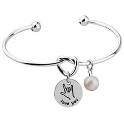 AKTAP ASL Gifts I Love You Hand Gestures Knot Bracelet Sign Language Jewelry