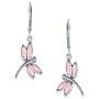 Dainty Butterfly Dragonfly Garden Semi Precious Colorful Gemstone Inlaid Drop Leverback Dangle Earrings For Women Teen 925 Sterling Silver