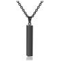 Zysta Engraving 3D Bar Name Necklace Personalized Text Message Cool Simple Design Women Customized Dangle Vertical Cuboid Stick Pendant Necklaces Stainless Steel Birthday Gift