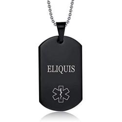 MPRAINBOW Mens Stainless Steel Customization Medical Alert Dog Tag Pendant Necklace Black,Free Engraved
