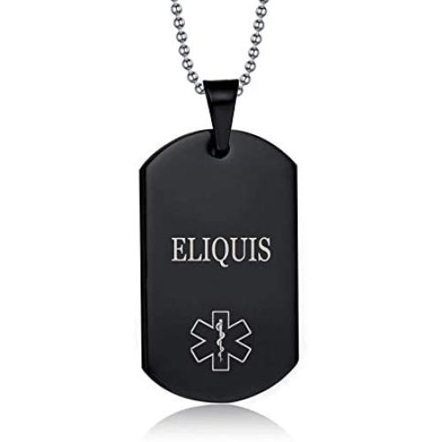 MPRAINBOW Mens Stainless Steel Customization Medical Alert Dog Tag Pendant Necklace Black,Free Engraved