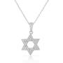 925 Sterling Silver Jewish Star of David White CZ Pendant Necklace