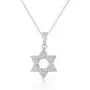 925 Sterling Silver Jewish Star of David White CZ Pendant Necklace