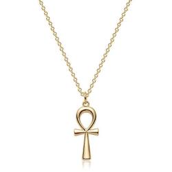 Mevecco Coptic Ankh Cross Necklace Women Men 18K Gold Plated Key to Life Ankh Cross Charm Pendant Necklace Religious Ancient Egyptian Symbol of Protection Faith Cross Pendant Gift for Her