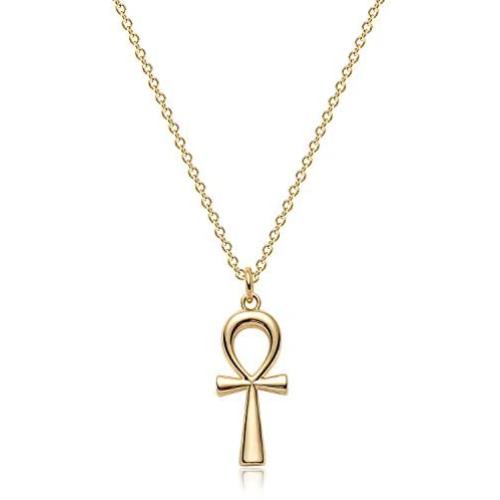 Mevecco Coptic Ankh Cross Necklace Women Men 18K Gold Plated Key to Life Ankh Cross Charm Pendant Necklace Religious Ancient Egyptian Symbol of Protection Faith Cross Pendant Gift for Her