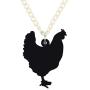NEWEI Acrylic Unique Chicken Hen Rooster Necklace Chain Pendant Choker Fashion Farm Animal Pet Jewelry for Women Gift Charm