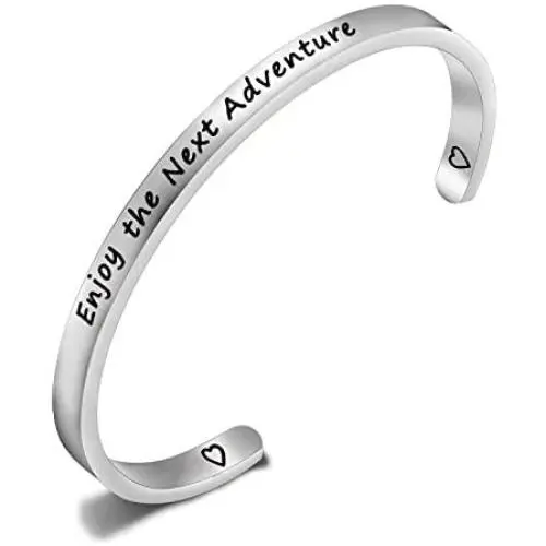 ENSIANTH Coworker Retirement Gift Enjoy The Next Adventure Cuff Bracelet Graduation Jewelry Promotion Gifts for Colleague