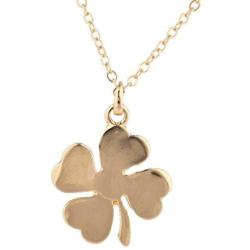 LUX ACCESSORIES Goldtone St Patricks Day Four Leaf Clover Luck Charm Necklace