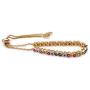 LESLIE BOULES Multicolored Strand Evil Eyes Bracelet 18K Gold Plated Adjustable Chain Protection Jewelry