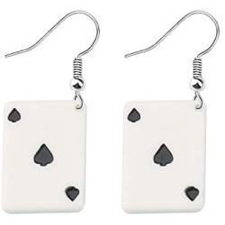 BAUNA Casino Charm Earrings Poker Dangle Hook Earring Ace Spade Gambling Casino Party Gift for Poker Lovers