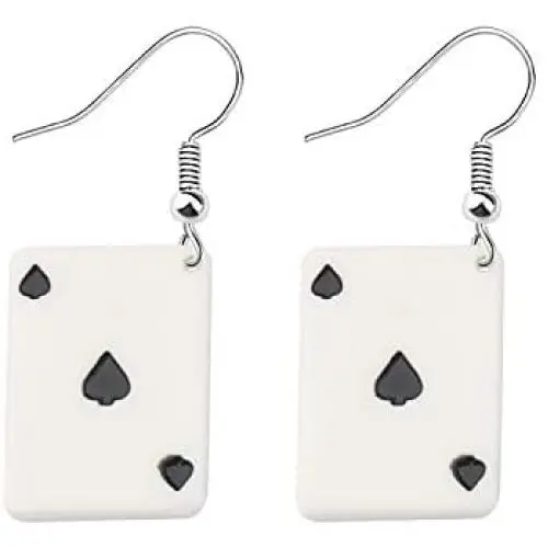 BAUNA Casino Charm Earrings Poker Dangle Hook Earring Ace Spade Gambling Casino Party Gift for Poker Lovers BAUNA Casino Charm Earrings Poker Dangle Hook Earring Ace Spade Gambling Casino Party Gift for Poker Lovers