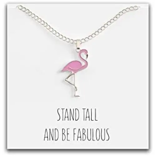 Happy Kisses Pink Flamingo Necklace with “Stand Tall and Be Fabulous” Message Card – Pendant for Women, Kids, and Girls for Mom, Wife or Girlfriend – Small Cute Pendant in Gold & Silver Happy Kisses Pink Flamingo Necklace with “Stand Tall and Be Fabulous” Message Card – Pendant for Women, Kids, and Girls for Mom, Wife or Girlfriend – Small Cute Pendant in Gold & Silver