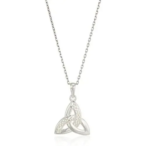 Solvar Celtic Weave & Trinity Knot Necklace Silver Irish Made Solvar Celtic Weave & Trinity Knot Necklace Silver Irish Made