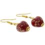 GlassOfVenice Murano Glass Heart Earrings - Red Sparkles