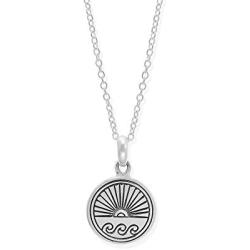 Boma Jewelry Sterling Silver Ocean Sunrise Sunset Circle Pendant Necklace, 18 Inches