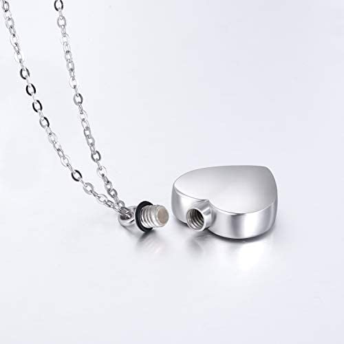 PEIMKO 925 Sterling Silver Heart Urn Necklaces Engraved Pawprint/Always in My Heart/Without Engraved/Personalized Cremation Keepsake Necklace for Ashes Pet Ashes