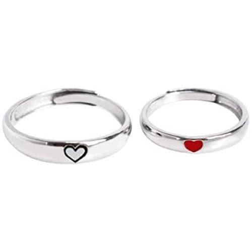 2 Pcs Sun Moon Matching Rings Set Couple Friendship Lover Open Adjustable Rings Minimalist Heart Engagement Wedding Bands Simple Multi-Style Jewelry for Him Her Lover Couples