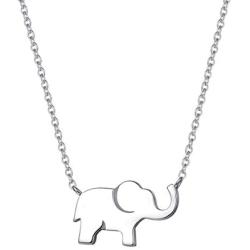 FANCIME White/Yellow/Rose Gold Plated 925 Sterling Silver High Polished Cute Mini Small Lucky Elephant Family Dainty Pendant Necklace For Women Girls, 16'' + 2'' Extender