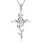 Sterling Silver Love Rose Flower Necklace for Her Birthday Gifts March April Birthstone Aquamarine Simulated Diamond Necklace Garnet Amethyst Gemstone Emerald Jewelry