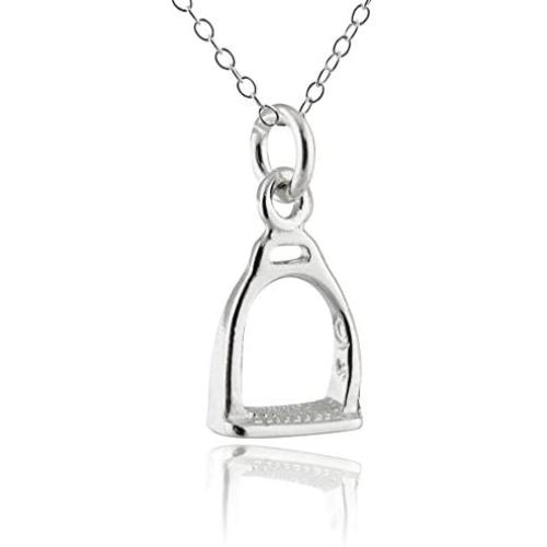 FashionJunkie4Life Sterling Silver Saddle Stirrup Charm Necklace, 18'' Chain