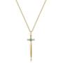 Mevecco Gold Dainty Sword Pendant Necklace for Women 18K Gold Filled Turquoise Shining Cubic Zriconia Vintage Awl Cross Necklace Delicate Faith Necklace Personalized Jewelry