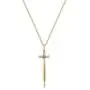 Mevecco Gold Dainty Sword Pendant Necklace for Women 18K Gold Filled Turquoise Shining Cubic Zriconia Vintage Awl Cross Necklace Delicate Faith Necklace Personalized Jewelry