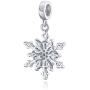 Frozen Winter Holiday Party Christmas Snowflake Shape Ice Blue Crystal Dangle Bead CZ Charm Sterling Silver For Women European Bracelet
