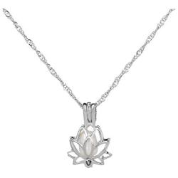 N-A Luminous Glowing in The Dark Moon Lotus Flower Shaped Pendant Necklace for Women Yoga Prayer Buddhism Jewelry