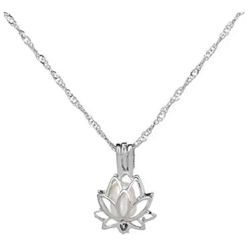 N-A Luminous Glowing in The Dark Moon Lotus Flower Shaped Pendant Necklace for Women Yoga Prayer Buddhism Jewelry N-A Luminous Glowing in The Dark Moon Lotus Flower Shaped Pendant Necklace for Women Yoga Prayer Buddhism Jewelry