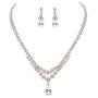 UDORA Crystal Teardrop Necklace Earrings Jewelry Set with Bracelet Party Prom Wedding