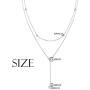 FLYOW Layered Necklace S925 Sterling Silver Teardrop Double Choker Y Lariat Necklace Gifts for Women