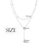 FLYOW Layered Necklace S925 Sterling Silver Teardrop Double Choker Y Lariat Necklace Gifts for Women