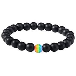 VNOX 2/5/10 Pcs LGBT Relationship Friendship Bracelet LGBT Pride Rainbow Bracelet Bead Bracelets for Gay Lesibian