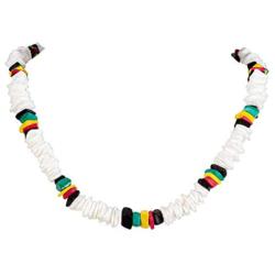 BlueRica Puka Chip Shell Beads & Rasta Coconut Chips Necklace