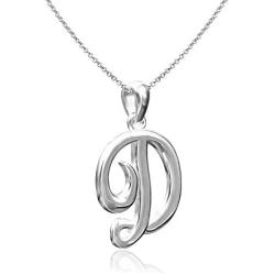 Sea of Ice Sterling Silver Initial Alphabet Letters Pendant Necklace from A-Z, 18 inch